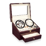 4 watch winder with ebony high-gloss exterior, beige interior and open storage drawer