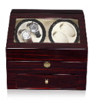 4 watch winder with ebony high-gloss finish, beige interior and tempered glass window