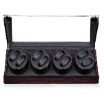 8-watch winder open front view with four dual-watch winding modules and black cushions