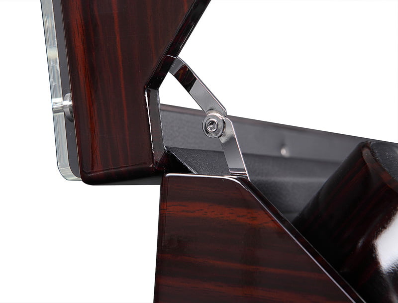 8-watch winder ebony cabinet with metal lid support and black interior