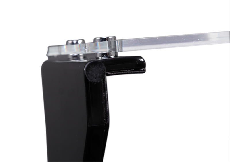Black 4-watch winder close-up showing transparent acrylic lid and mounting fitting