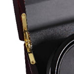 Ebony high-gloss watch winder with gold-tone lid hinge and black interior