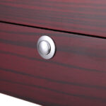 Watch display case wood-grain exterior with round hardware lock detail