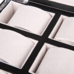 6 watch case with individual padded holders and velvet-wrapped interior