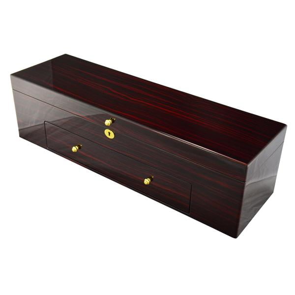 luxury ebony 40 watch display case with open storage compartments