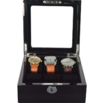 High Glossy Black 6 Watch Case with Tempered Glass Display