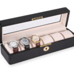 Carbon Fiber 6 Watch Case with Velvet Interior and Acrylic Display Window
