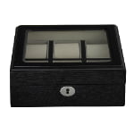 6 slot wood watch display case with grey velvet interior