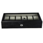 wood veneer box for watches with twelve compartments
