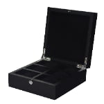 custom black watch case with velvet interior and lock