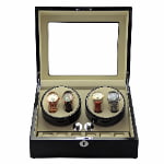 High Glossy Black 4-Watch Winder with 6-Watch Storage