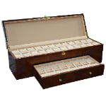 40 watch storage case with open lid and velvet watch compartments