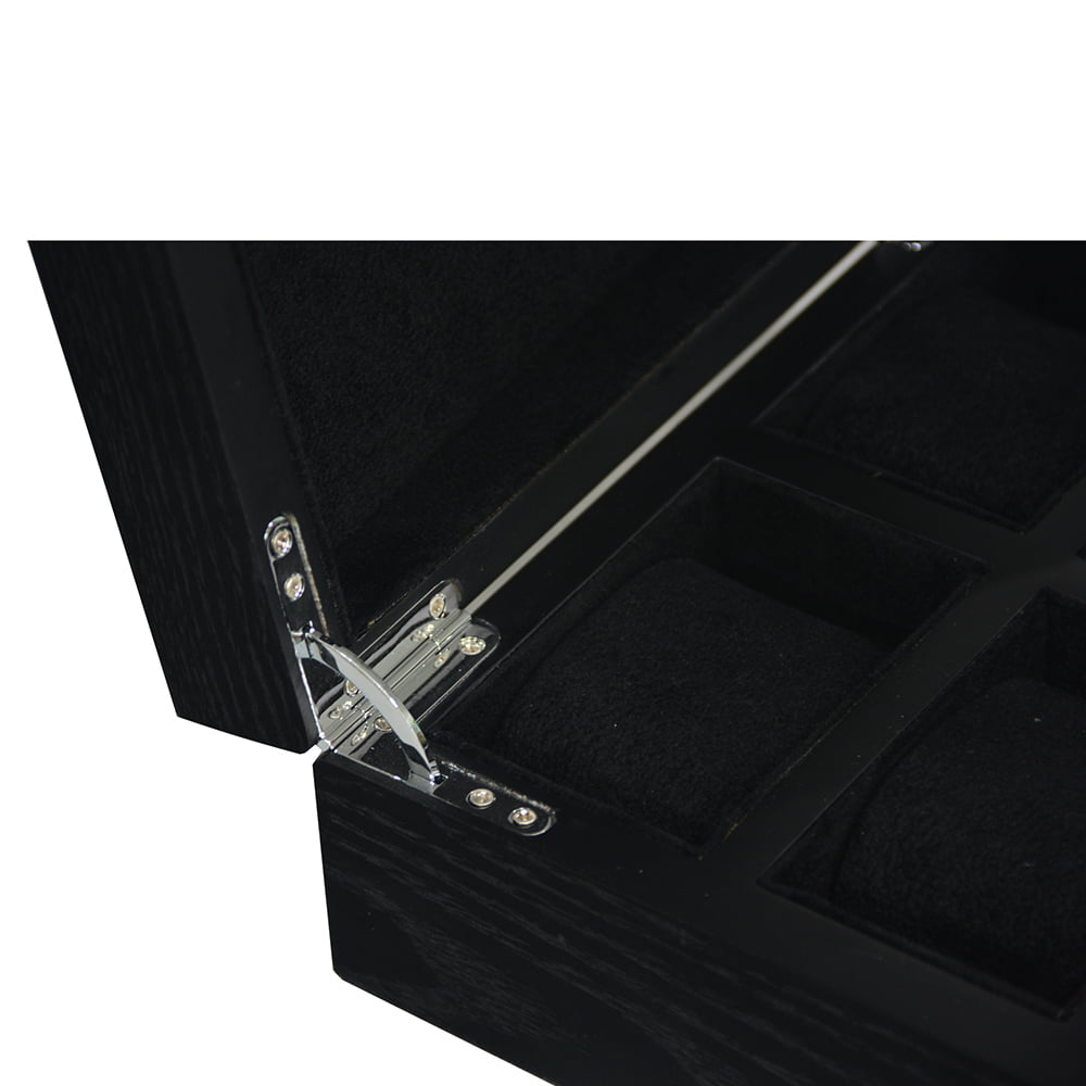 wood veneer MDF watch box with black finish