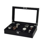 scandinavian watch box with black wood veneer exterior