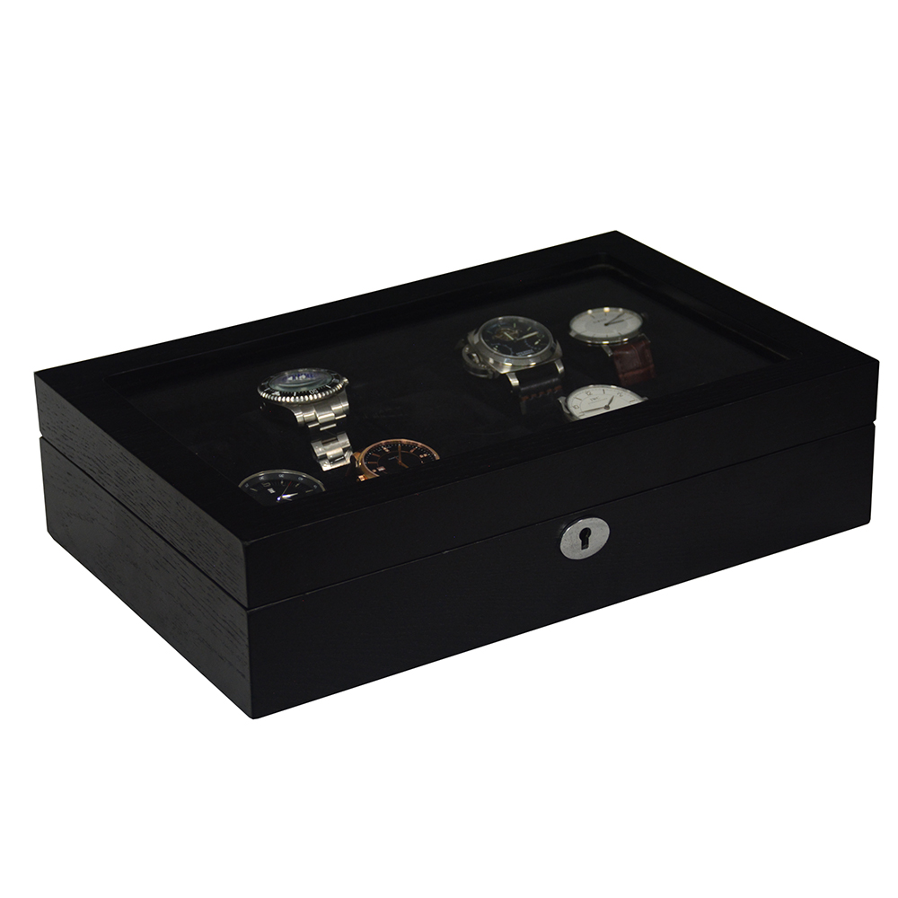men watch box with twelve watch display compartments