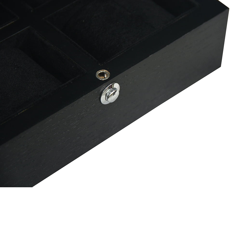 six watch storage box with black velvet compartments