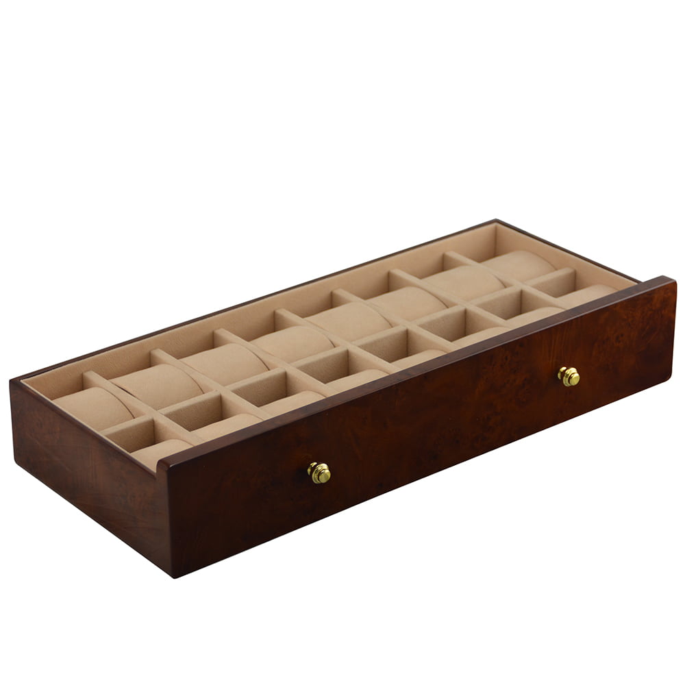 wooden watch box with lock and key design for watch storage