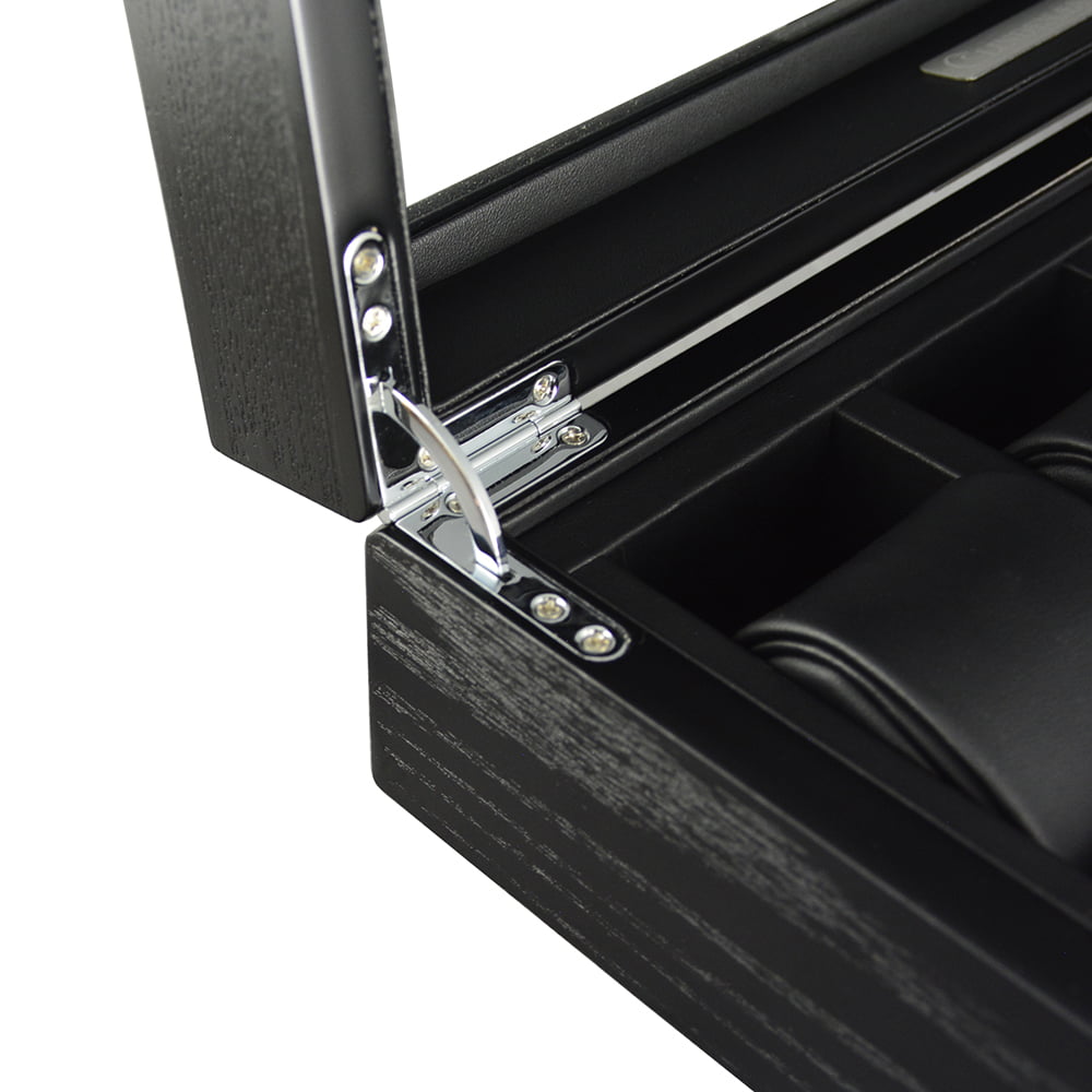 5 watch storage box with leather cushions and organized compartments