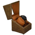Single Woven Watch Winder with Premium PU Leather Finish