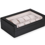 Carbon Fiber 10 Watch Case with Velvet Interior and Acrylic Display Window