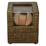 Single Woven Watch Winder with Premium PU Leather Finish