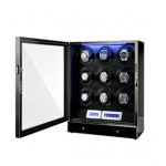 High Gloss Black 9 Slots Watch Winder with Touchscreen Control