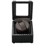 Single Black Woven Watch Winder with Japanese Mabuchi Motor