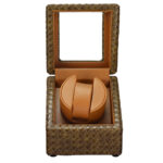 Single Woven Watch Winder with Premium PU Leather Finish