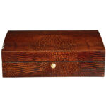 Brown crocodile grain watch case for men's watch collection display