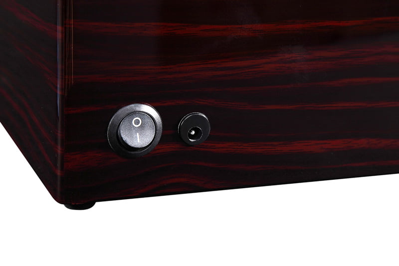 2-watch winder ebony exterior with power switch and power connection detail