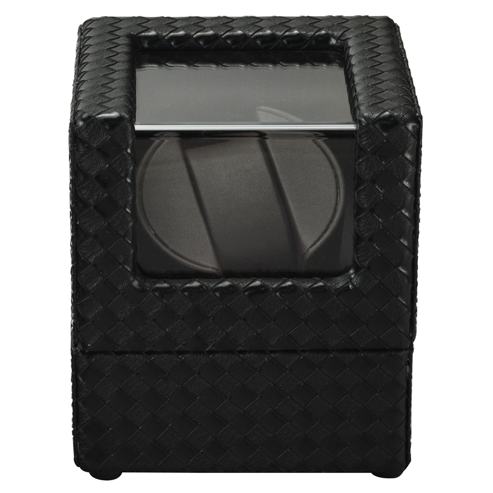 Single Black Woven Watch Winder with Japanese Mabuchi Motor