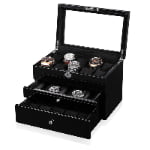 High Glossy Black 25 Watch Case with Tempered Glass Display