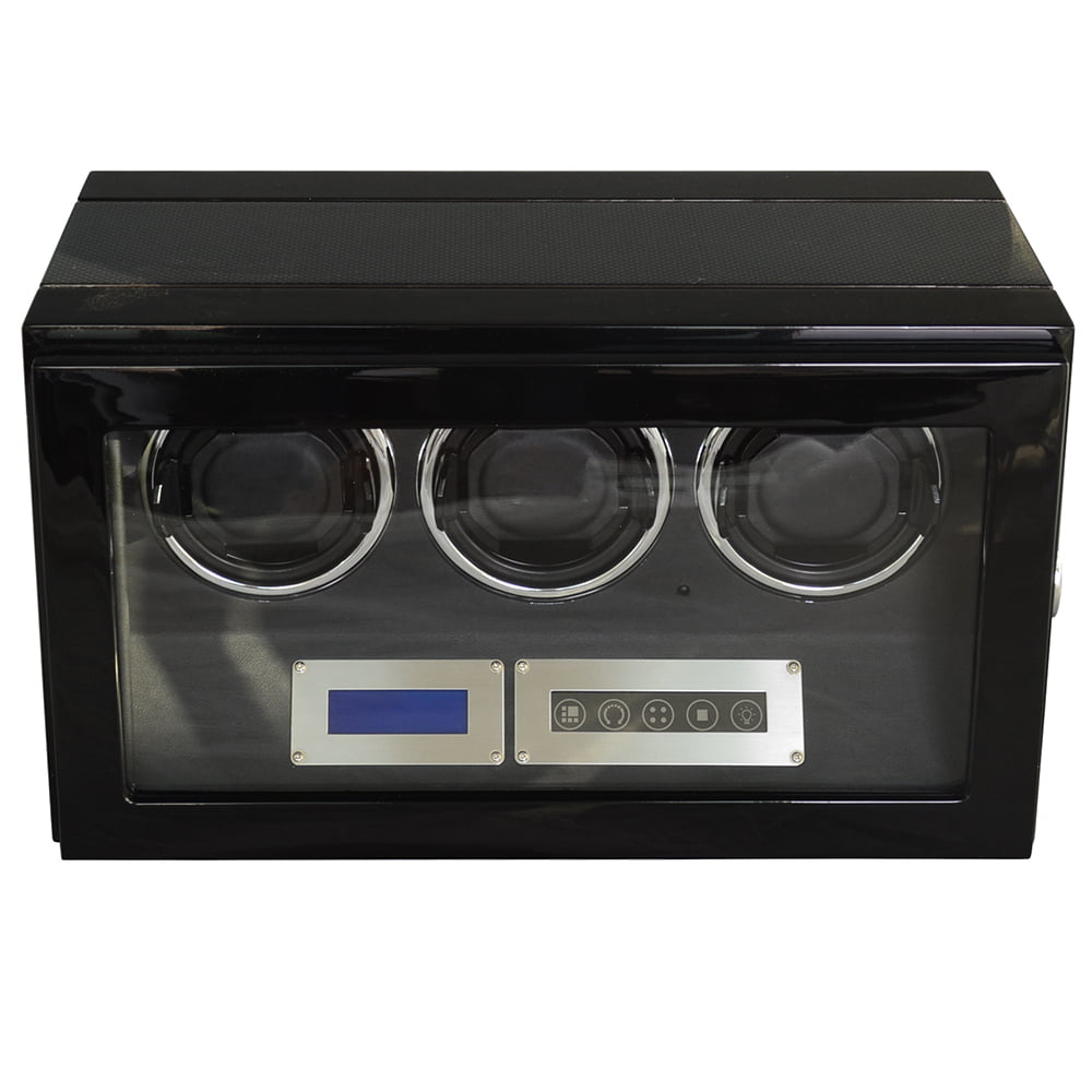 Carbon Black 3 Watch Winder with Touchscreen Control and Adjustable TPD