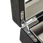 wood veneer watch box with six slots and soft interior cushions