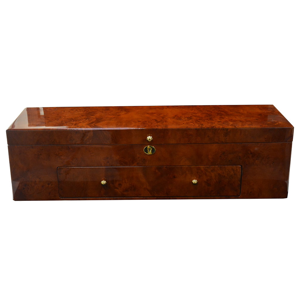 luxury watch box display case with high gloss finish and storage compartments