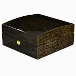 High Glossy Crocodile Grain Deep Green 6 Watch Case with Velvet Interior