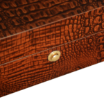 Brown crocodile grain watch case for luxury watch collection display