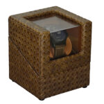 Single Woven Watch Winder with Premium PU Leather Finish