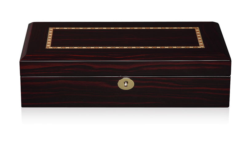 High Glossy Ebony with Apricot 12 Watch Case with Velvet Interior