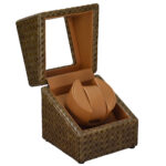 Single Woven Watch Winder with Premium PU Leather Finish