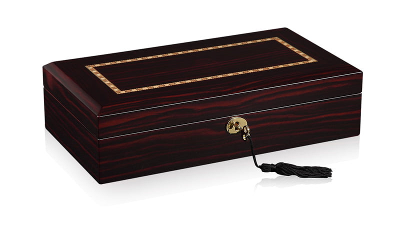 High Glossy Ebony with Apricot 12 Watch Case with Velvet Interior