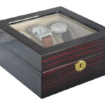 High Glossy Ebony with Apricot 6 Watch Case with Tempered Glass Display