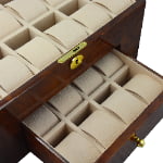 20 watch storage case with tempered glass display top and drawer