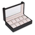 Carbon Fiber 10 Watch Case with Velvet Interior and Acrylic Display Window