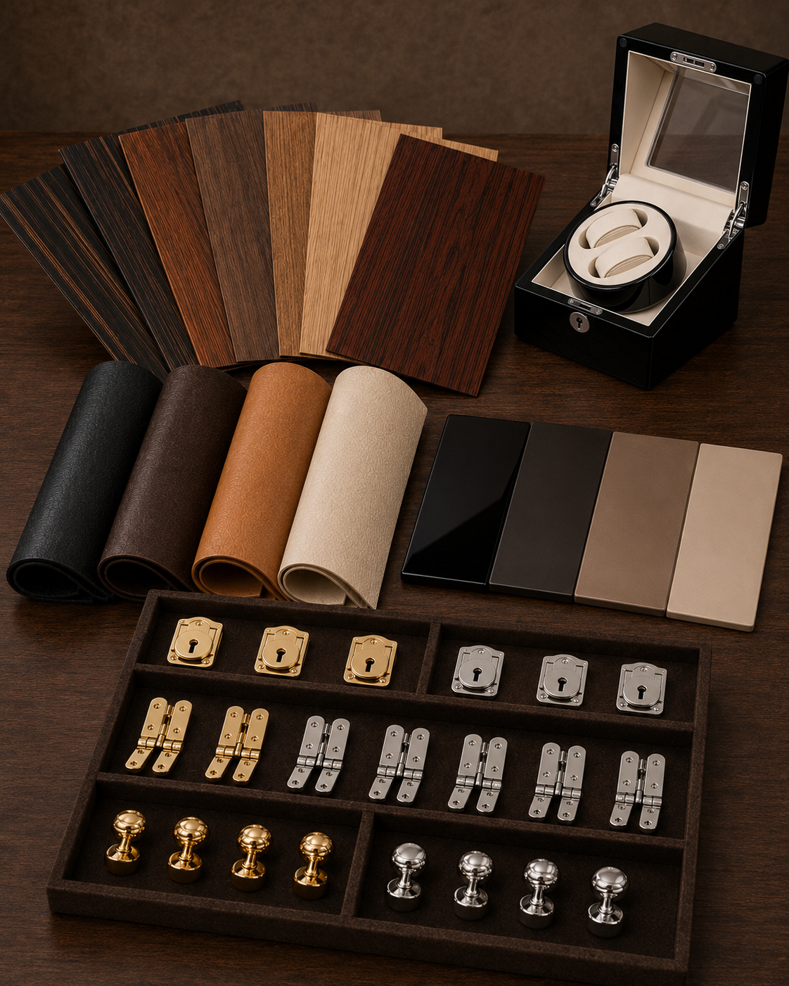 Luxury box exterior materials colors and finish samples