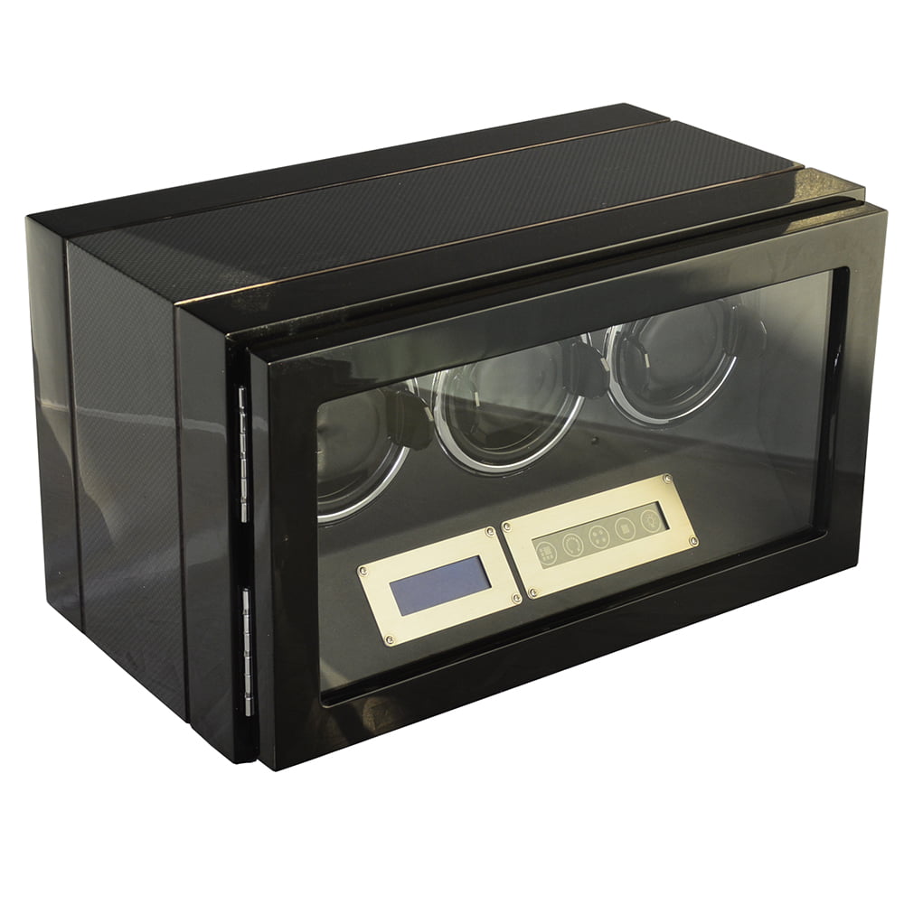 Carbon Black 3 Watch Winder with Touchscreen Control and Adjustable TPD