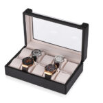 Carbon Fiber 10 Watch Case with Velvet Interior and Acrylic Display Window