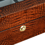 High Glossy Crocodile Grain Brown 6 Watch Case with Tempered Glass Display