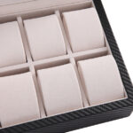 Carbon Fiber 10 Watch Case with Velvet Interior and Acrylic Display Window