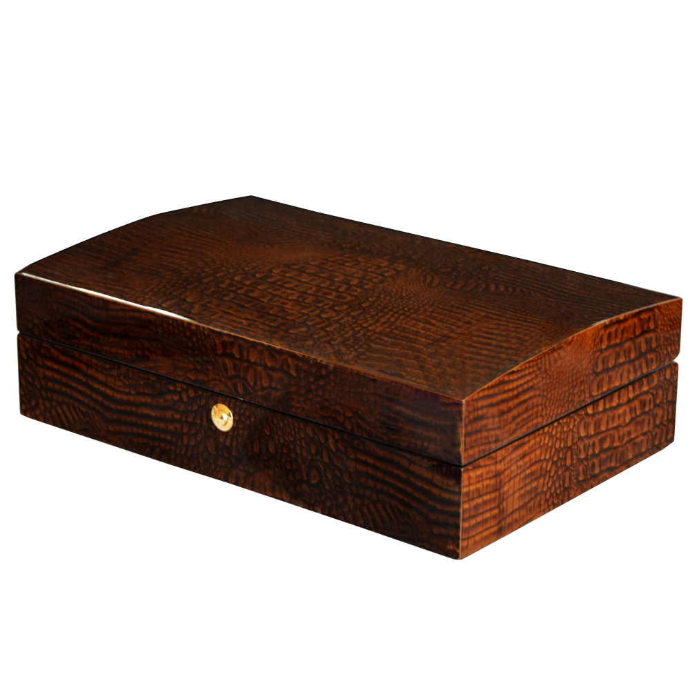 Brown crocodile grain watch gift box with premium exterior design